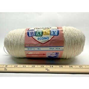 Red Heart Baby Econo Yarn White 0001 7 oz 675 yd 4 Ply No Dye Lot Vintage